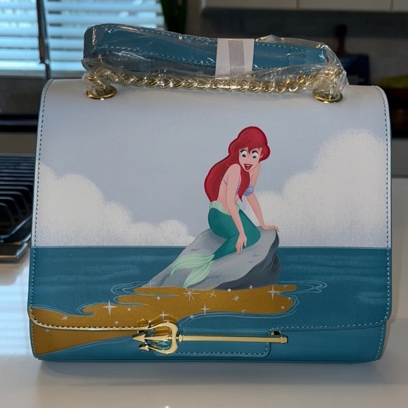 LOUNGEFLY Disney Little Mermaid Gift Crossbody Bag, NWT. - Picture 1 of 3